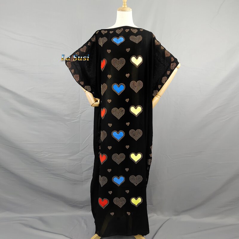 Coloful design africano vestidos para mulher abaya dubai musselina longa robe islâmico africano algodão roupas plus size ld425