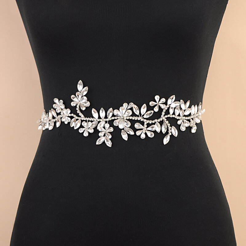 100%  Handmade Stunning Silver Diamond Wedding Belt Rhinestone Belt Bridal Belt High Quality Bridal Belt Applique Jewelry Belt