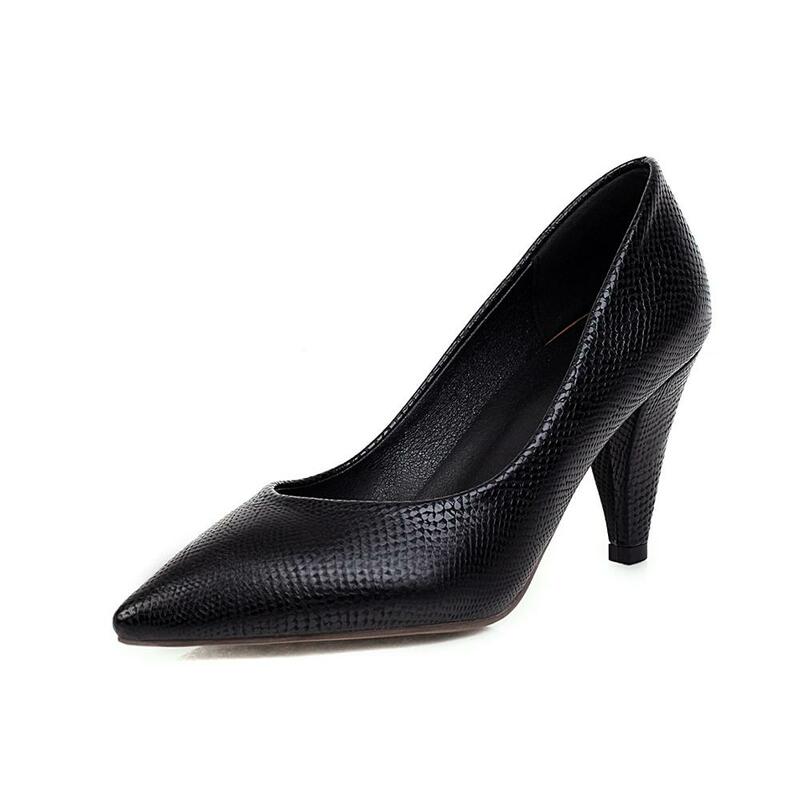 Black Wild High Office Ladies Pumps Sexy Pointed Toe High Heels Shoes Women Fashion Snake Print Dance Party Footwear Size 34-43
