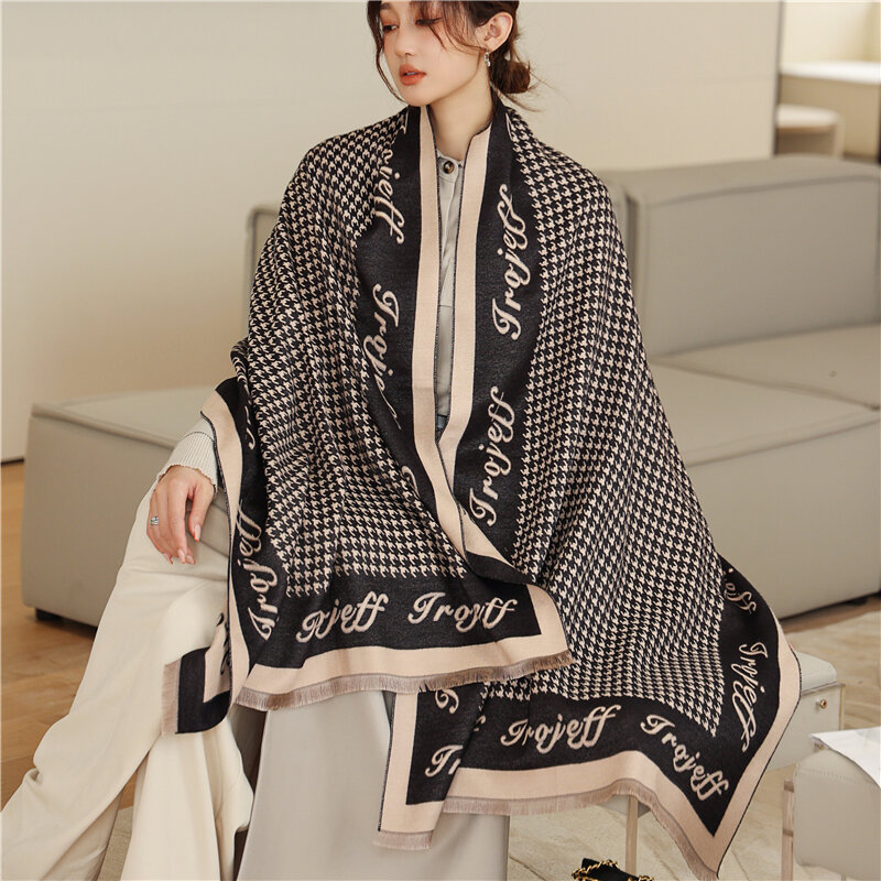 Ciepły kaszmirowy szalik kobiety luksusowej marki szale grube Pashmina koc szalik projekt fular Wrap Bufanda Poncho 2021 Echapre