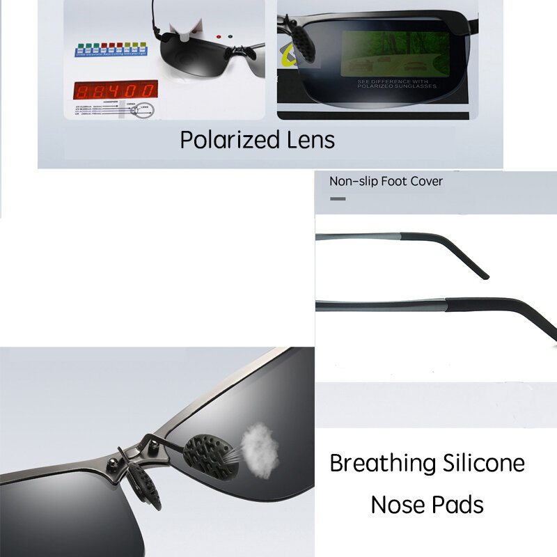 Ienjoy óculos de sol fotocromático masculino, óculos de condução uv 400, polarizado para homens