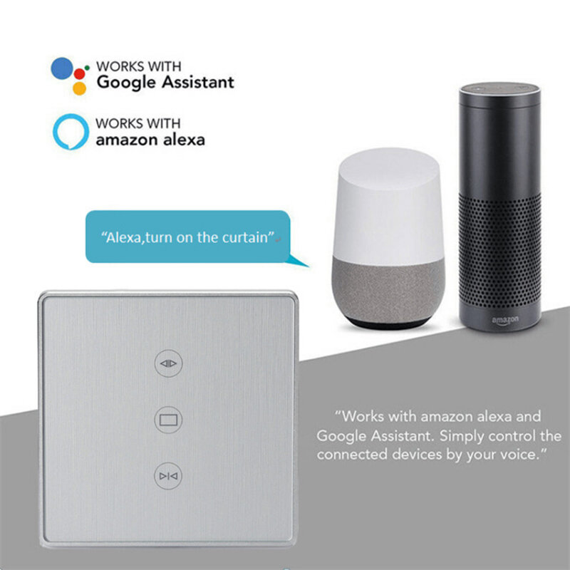 Lonsonho Tuya WiFi สมาร์ทสวิตช์ม่าน Smartlife แบบไร้สายรีโมทคอนโทรลกรอบโลหะตาบอดสวิทช์ทำงานร่วมกับ Alexa Google Home