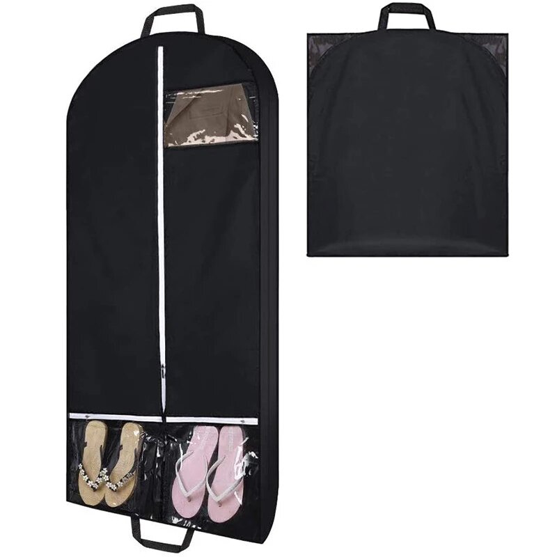 Черная модель с аксессуарами, карман на молнии, дышащий пылезащитный чехол для одежды, рубашек, костюмов, смокингов, платьев, пальто