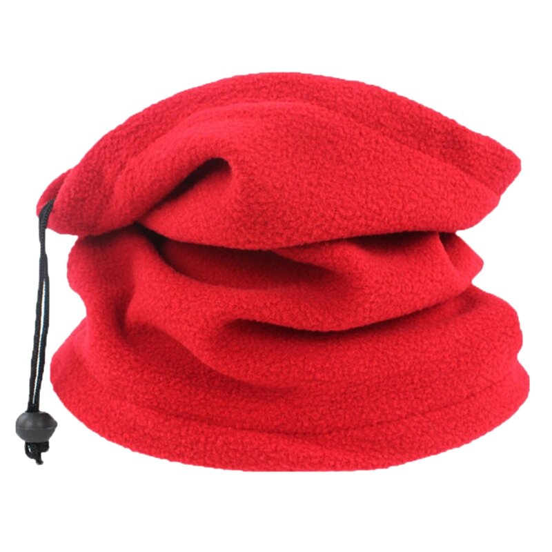 Unisex Winter Faux Fleece Neck Gaiter Warmer Drawstring Windproof Face Cover Cycling Multifunctional Infinite Scarf Tube