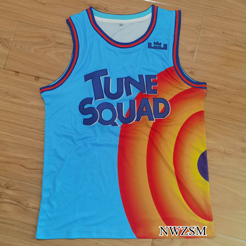 Kostium przestrzeń dżem JAMES 6 # Movie Tune Squad koszulka koszykarska zestaw sport Air Slam Dunk rękaw koszula Singlet Uniform