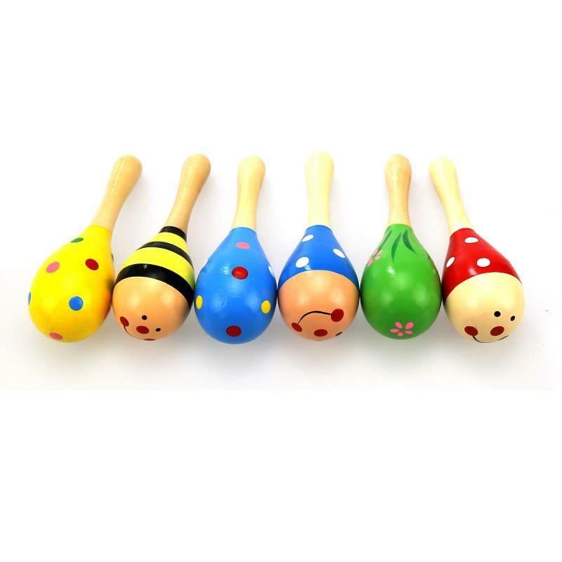 Baby Toys Infant Toddlers Wood Sand Hammer Wooden Maraca Rattles Kids Musical Party Favor Child Baby Shaker Toy Gift Dropship