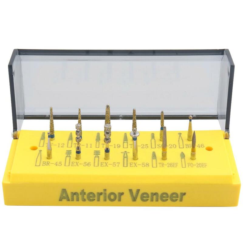 1 Kit(12pcs) Dental Anterior Veneer Dental Diamond Burs Drill Kit Dental Burs Dentists Professional