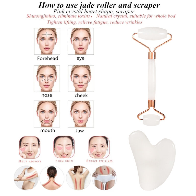 Rodillo de Jade Natural para masaje Facial, herramienta de belleza para pérdida de peso, relajación corporal, estiramiento Facial