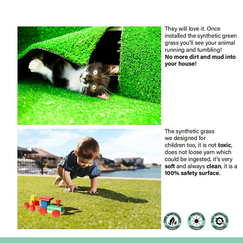 2 × 5M Outdoor Artificial Grass Mat, Indoor Outdoor Landscape Decoration, Lawn Turf Synthetic Rugs Mat
