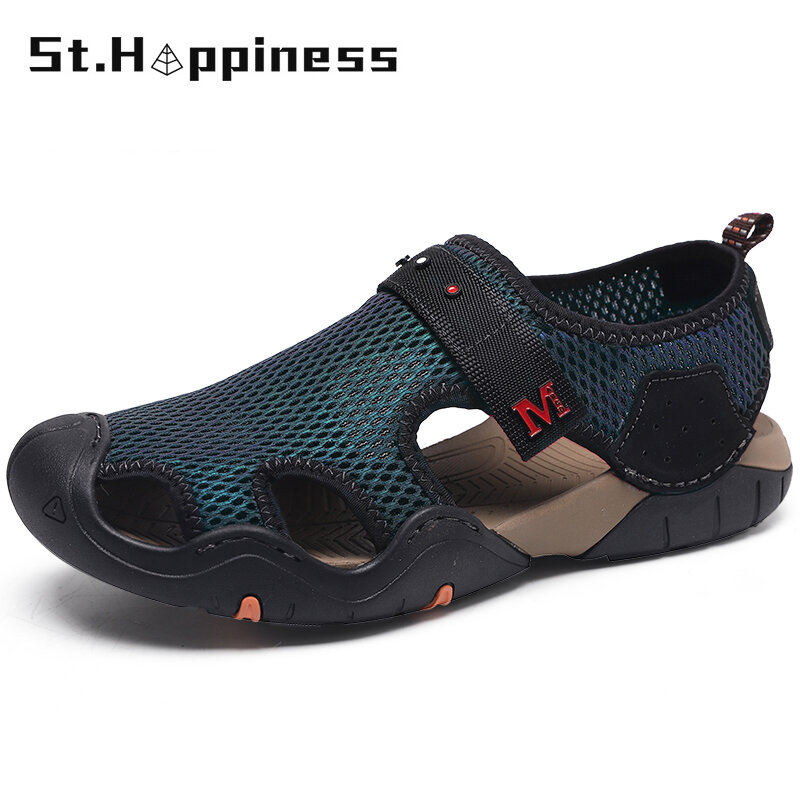 Sandales d'été pour hommes, chaussures de plage respirantes de qualité, chaussures d'extérieur décontractées, pantoufles romaines taille 39-48