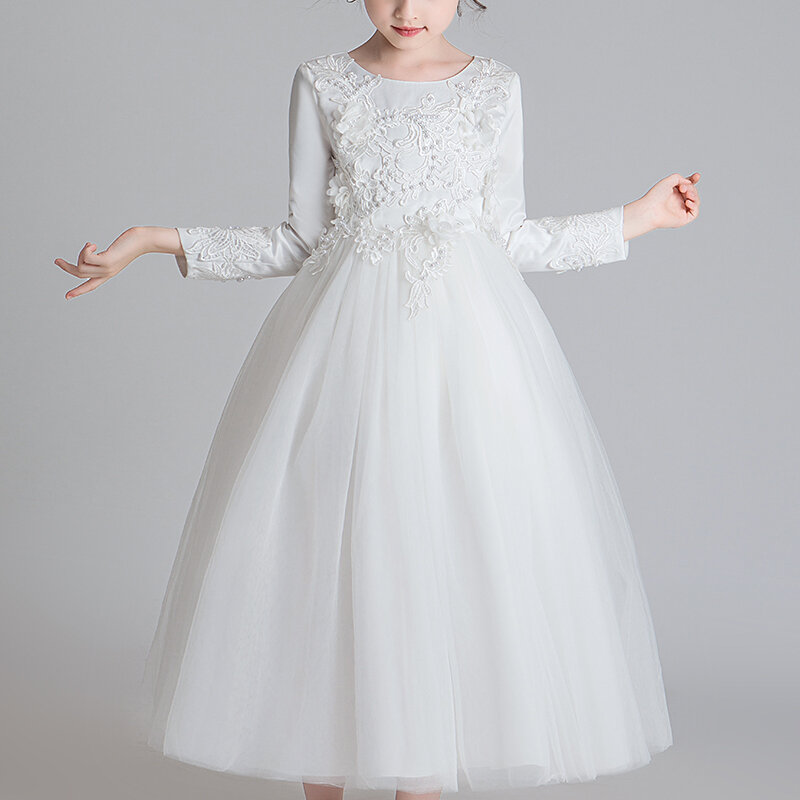 Jurken Voor Meisjes 3-14 Lente Wedding Party Japon Bloem Mesh Gown Vakantie Prinses Kinderen Tutu Jurk