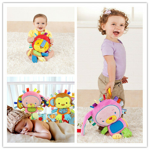 33cm Baby Toys 0-12 Months Appease Ring Bell Soft Plush Educational Infant Toys Kids Baby Rattles Mobiles Squeaky Sound Toy