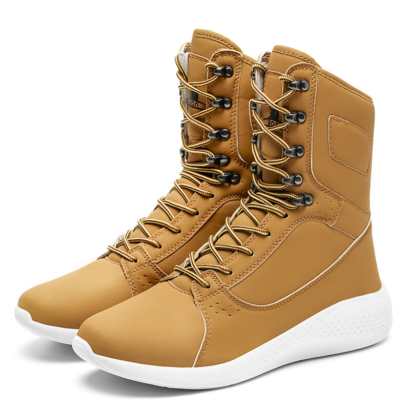 Hommes Bottes Nouveau Style De Mode Haute Cheville Tout-match Chaussures Tissu En Cuir Pu Hommes Baskets Décontractées Zapatos Deportivos yx251