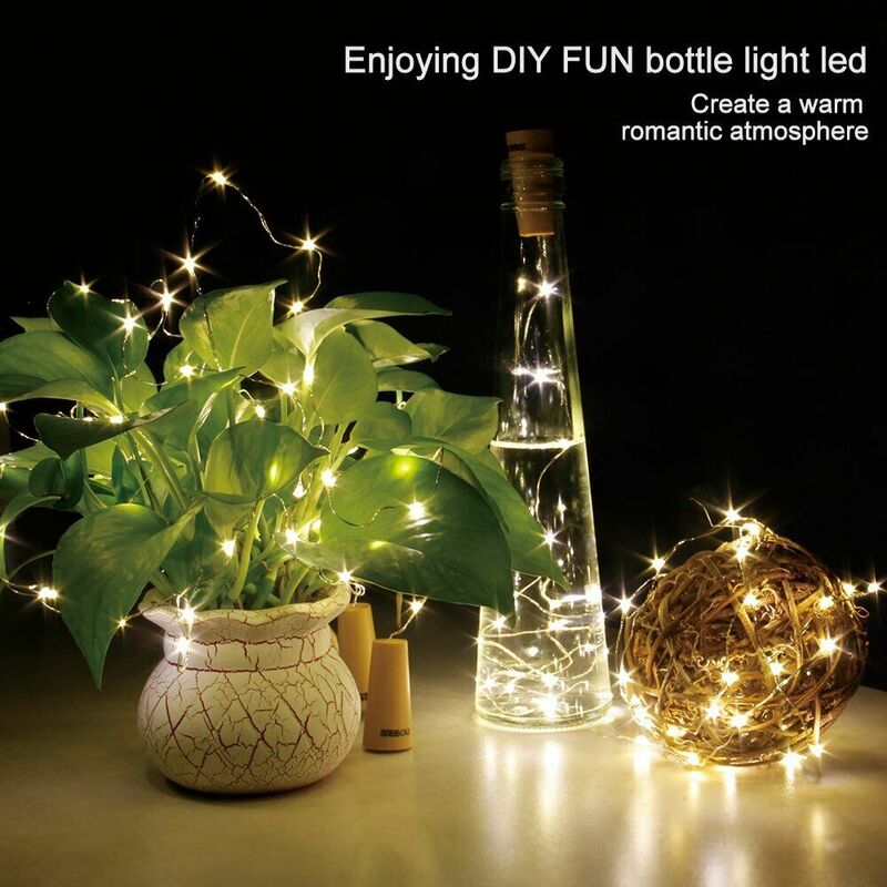 Luces de botella de vino alimentadas por batería con corcho, 1M, 2M, 3M, alambre de cobre LED DIY, guirnalda de hadas, luces para Navidad, fiesta, boda