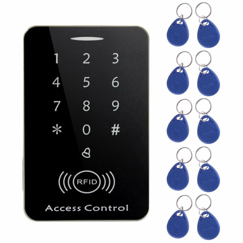 M203SE Pembaca Kartu Kontrol Akses Layar Sentuh Mandiri RFID dengan Keypad Digital 10 Buah Kartu Kunci untuk Apartemen Rumah Pabrik