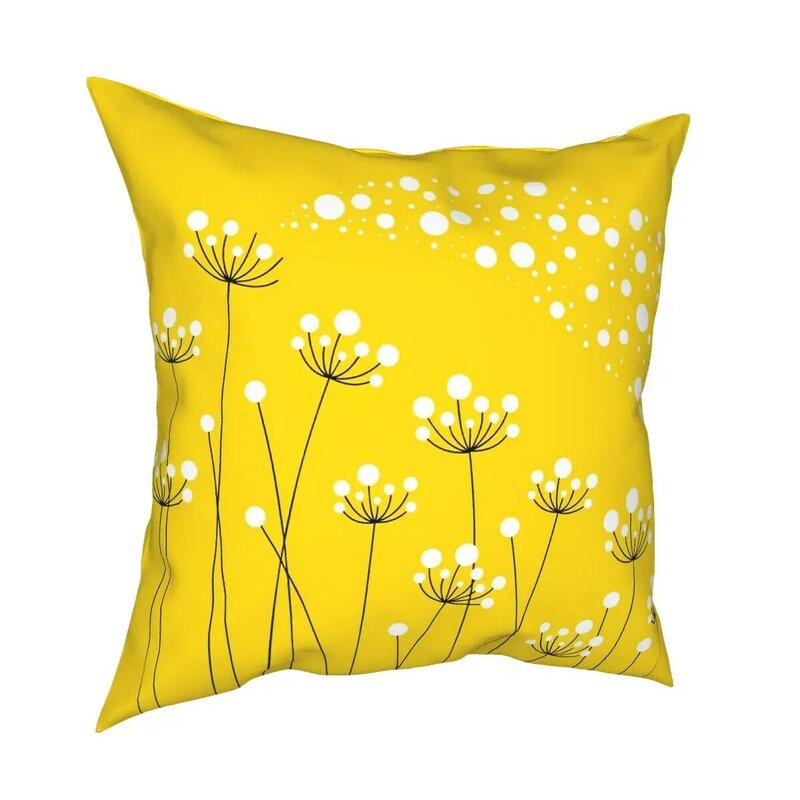 Diente de león en amarillo, funda de almohada estampada con cremallera decorativa para el hogar, 45x45cm