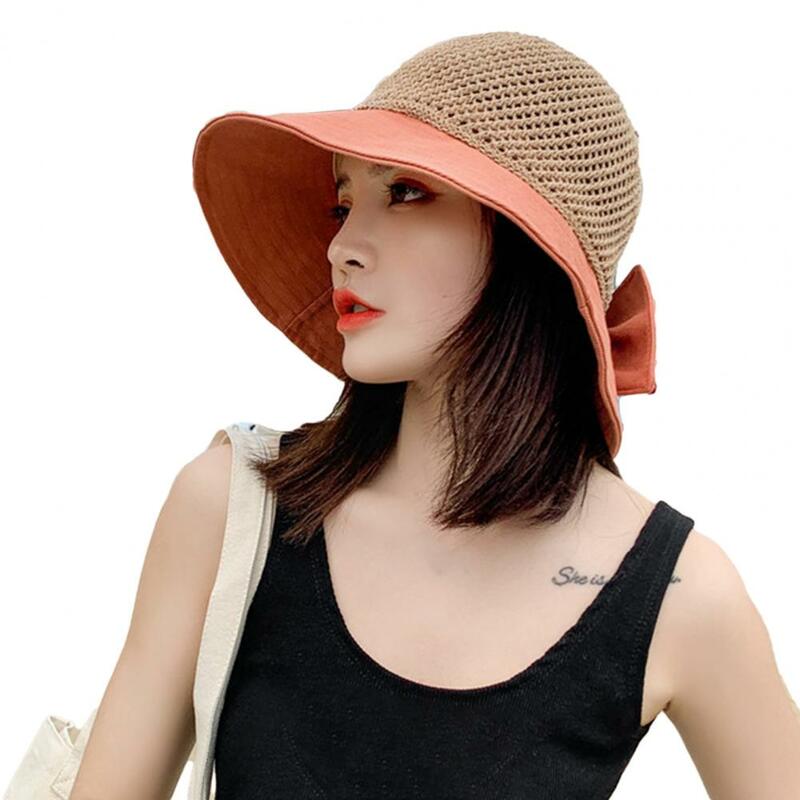 Sombrero de pescador con lazo, diseño de corbata, plegable, transpirable, para mujer, para exteriores, 80%