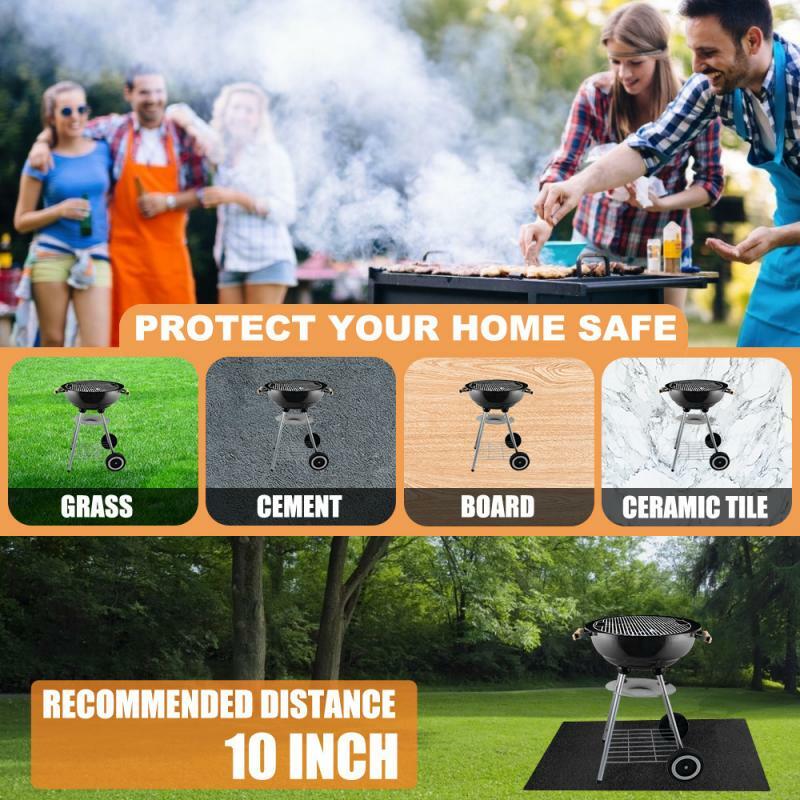 BBQ Fireproof Mat Fire Pit Pad Grill Splatter Heat Resistant Rug for Patio Backyard Floor Protector Outdoor Lawn Cover for Deck