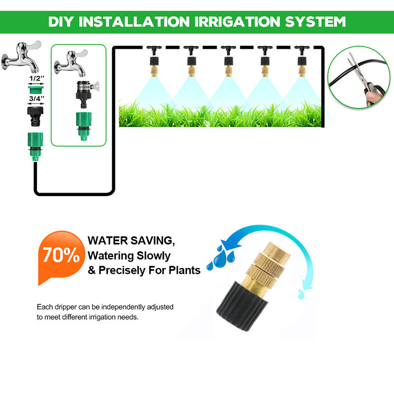 Sistema de irrigação por gotejamento, 30m, automático, sistema de irrigação por aspersão, jardim em vasos, kit de irrigação por gotejamento
