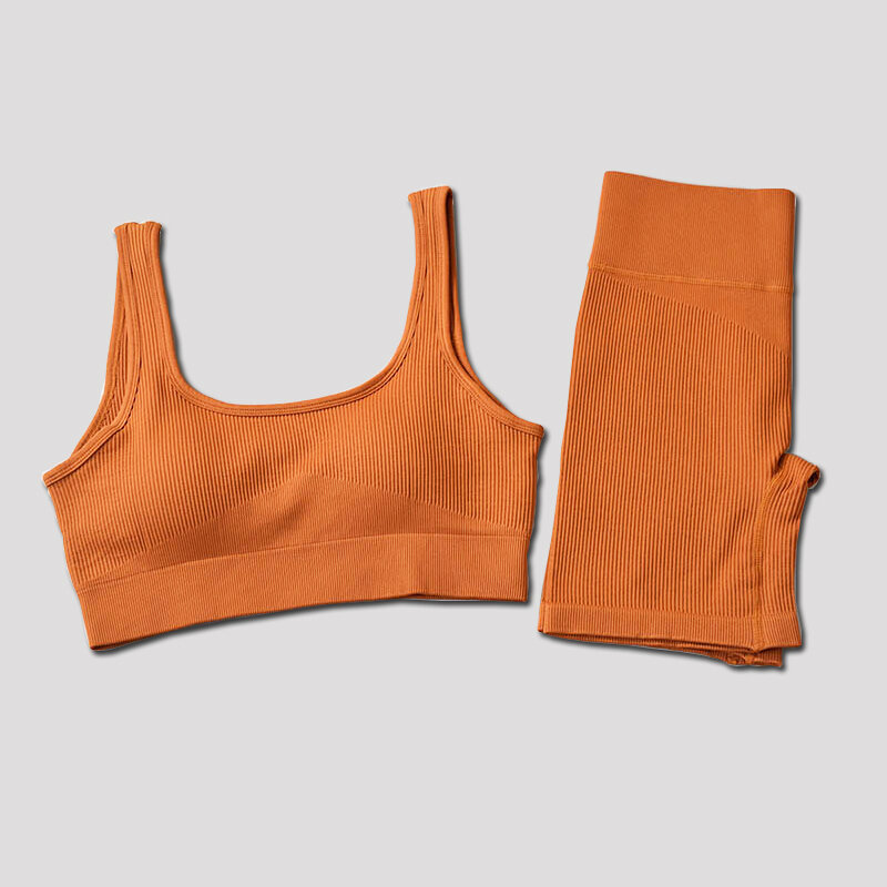 Pakaian Olahraga Musim Panas Wanita 2021 Set Yoga Mulus Bra Olahraga Celana Pendek Atletik Setelan Kebugaran Pakaian Olahraga Lari Setelan Pendek Pakaian Gym