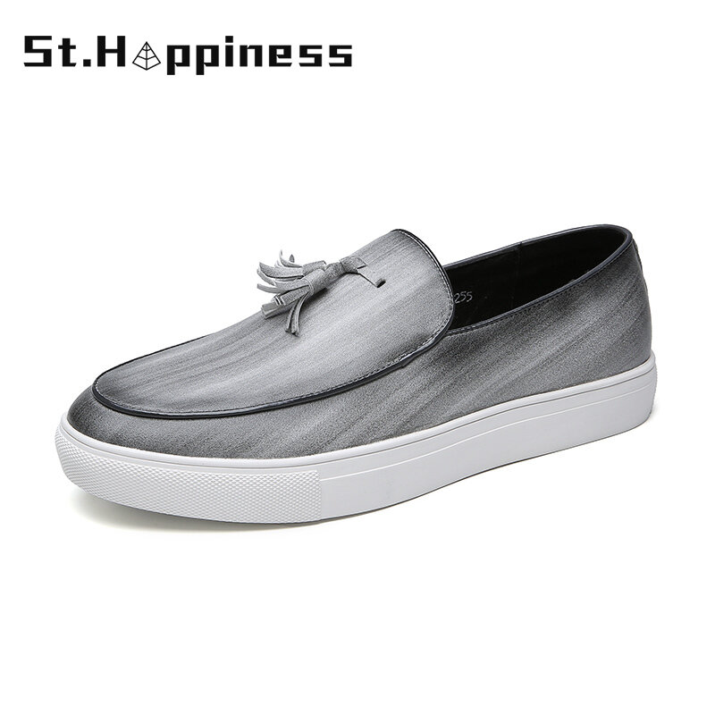 2021 New Summer Men's Leather Shoes Luxury Brand Original Slip On Boat Shoes Loafers Fashion Casual Board Shoes Big Size 47 Hot