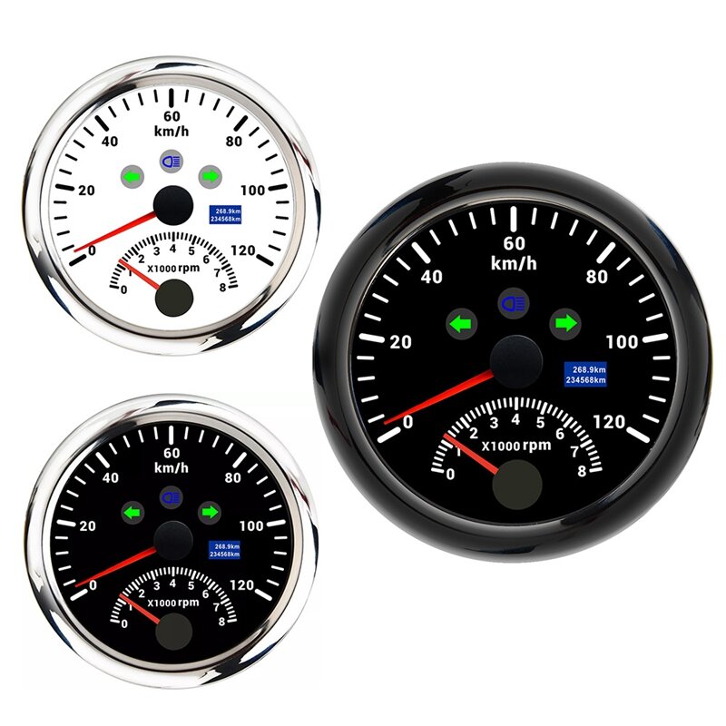 Tachymètre GPS marin 2 en 1, 85MM, 0-200KMH, compteur de vitesse 0-8000RPM avec rétro-éclairage rouge, pour camions marins et Yacht