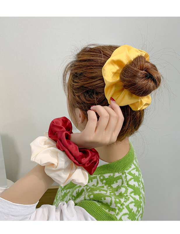Silk solid color French retro hair scrunchies head rope elegant hair accessories hair ties woman ponytail elastic hair band