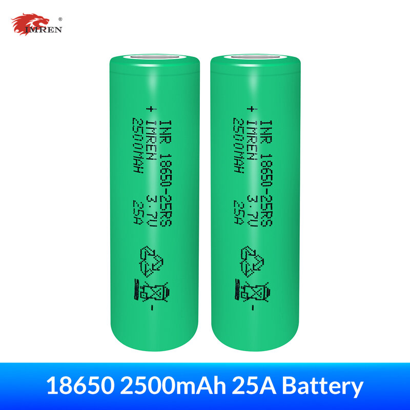 IMREN-batería recargable de iones de litio para linternas de drones, 18650 v, 3,7 mAh, descarga de 25A, para coches de control remoto, 2500