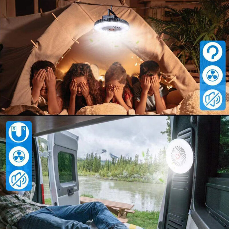 Lanterne Portable à LED avec ventilateur et Power Bank, éclairage d'urgence, idéal pour le Camping