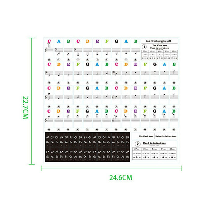 Hoge-Kwaliteit Kleur Piano Stickers, Stickers Voor Sleutel Decoratie, Gemakkelijk Te Scheuren En Clear Sleutel Stickers