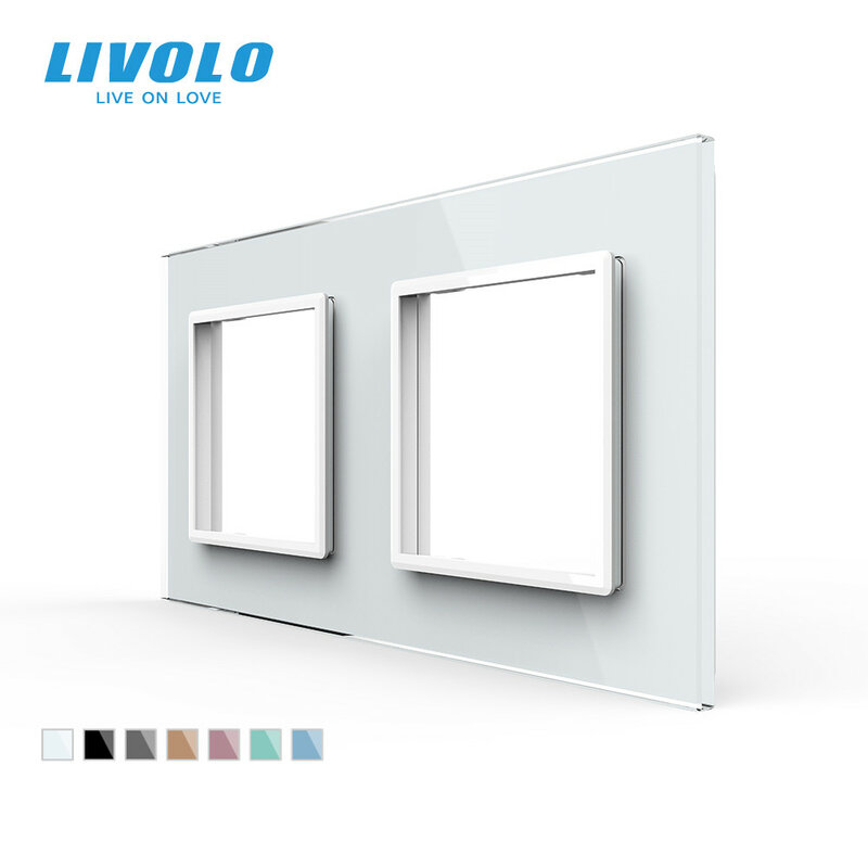 Livolo – Panel de cristal doble para interruptor de pared. C7-2SR-11, Panel de cristal estándar europeo para interruptor y enchufe en 4 colores