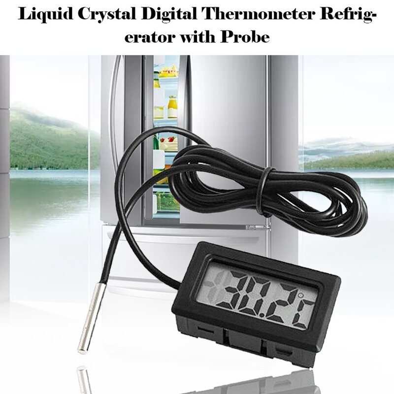 Mini lcd digital termômetro higrômetro temperatura interna conveniente sensor de temperatura medidor de umidade instrumentos cabo