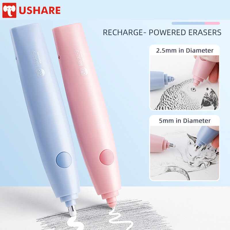 Ushare Electric Pencil Eraser Replacement Electric Rubber Set for Kids School Office Supplies Adjustable Refill Electric Rubber