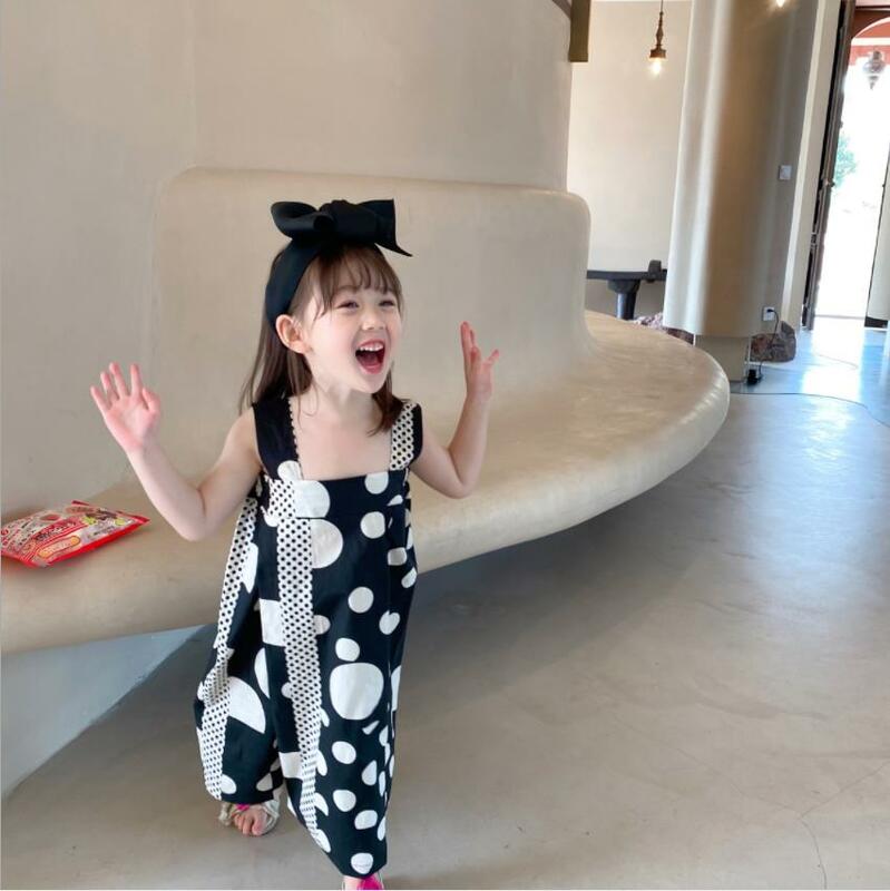 Baby Girl Summer New Dot Jumpsuits Kids Cotton Overalls Toddler And Teenage Loose Pants 1-16 Years Jumpsuits Wz254