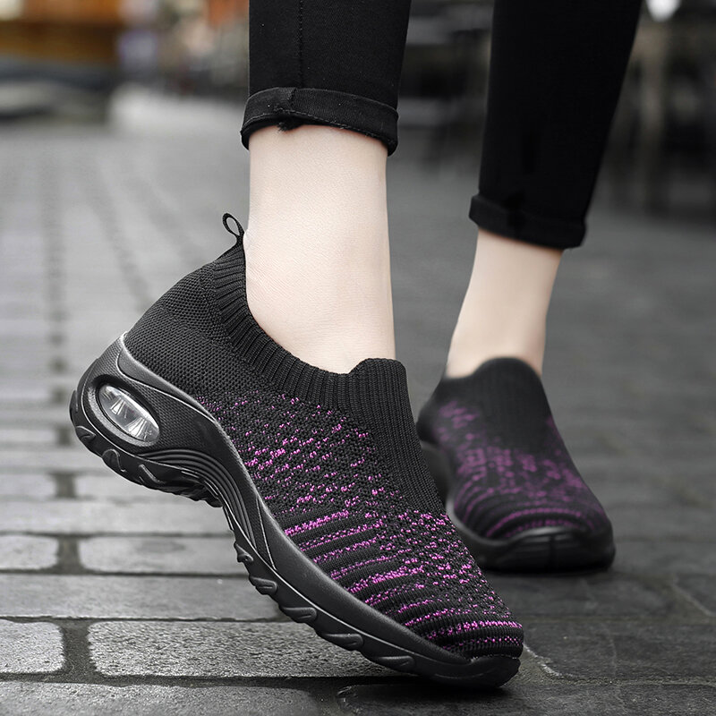 2020 New Women Shoes Summer Fashion Women Casual Flat Fly Weave Shoes Breathable Mesh Shoes Woman Slip-on Ladies Outdoor Shoes