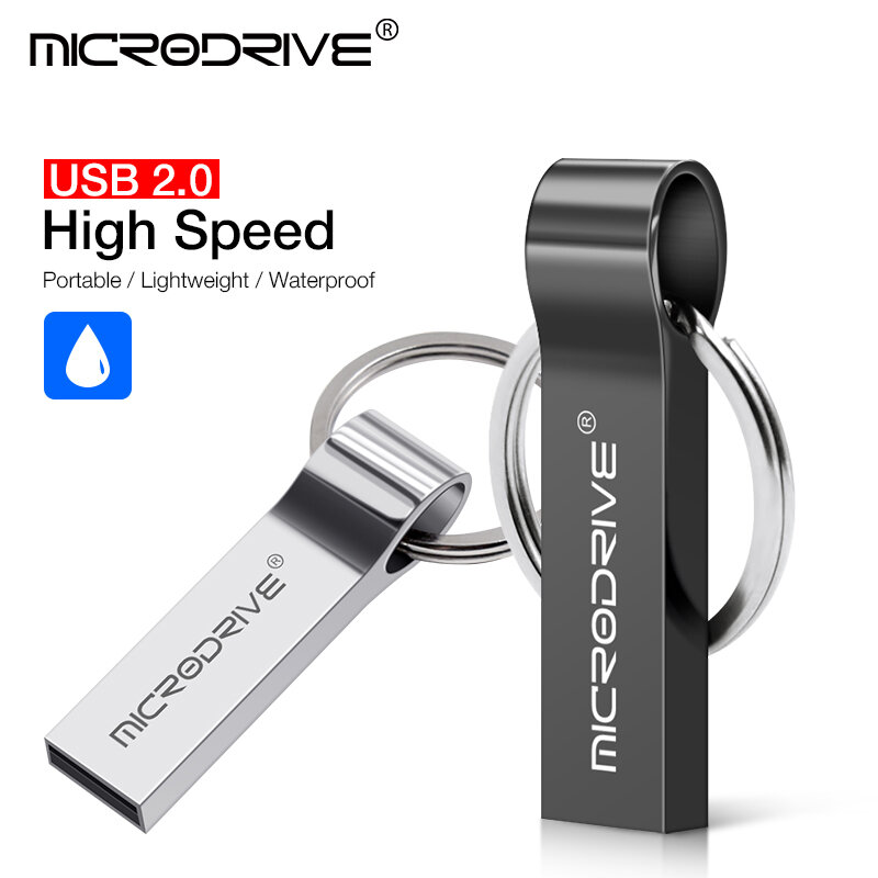 Unidad flash USB 2,0 de Metal plateado/Negro, pendrive de alta velocidad de 32 GB, 16 GB, 64GB, 128GB, 2,0, llavero