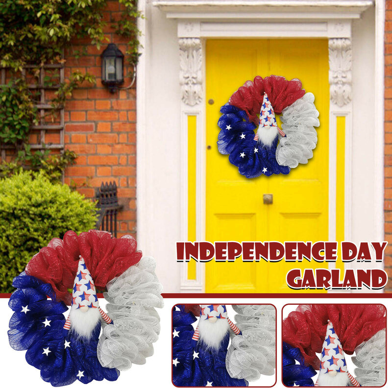 Dia da independência grinalda varanda decoração porta da frente ao ar livre pendurado grinalda decoração decoração de habitação