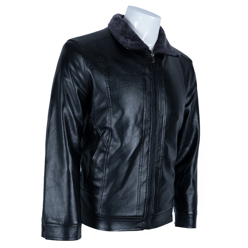 Vestes en cuir pour hommes à manches longues, solide noir chaud décontracté, manteaux en cuir PU pour moto, à la mode automne hiver 2019