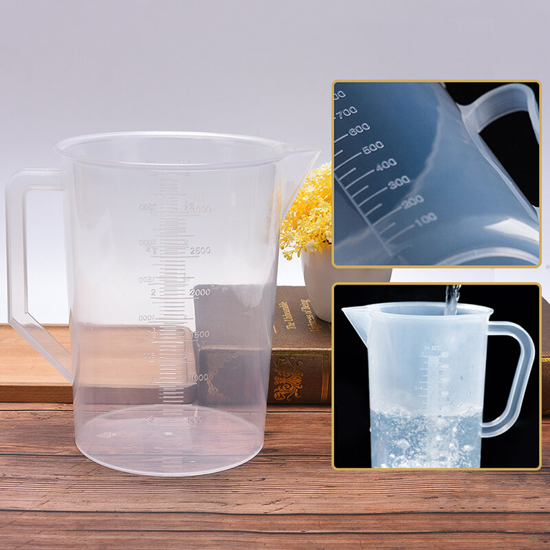 전문 두꺼운 플라스틱 투명 측정 컵 3000ml, 가정용 비커 수경법 액체 쉬운 편리한 측정