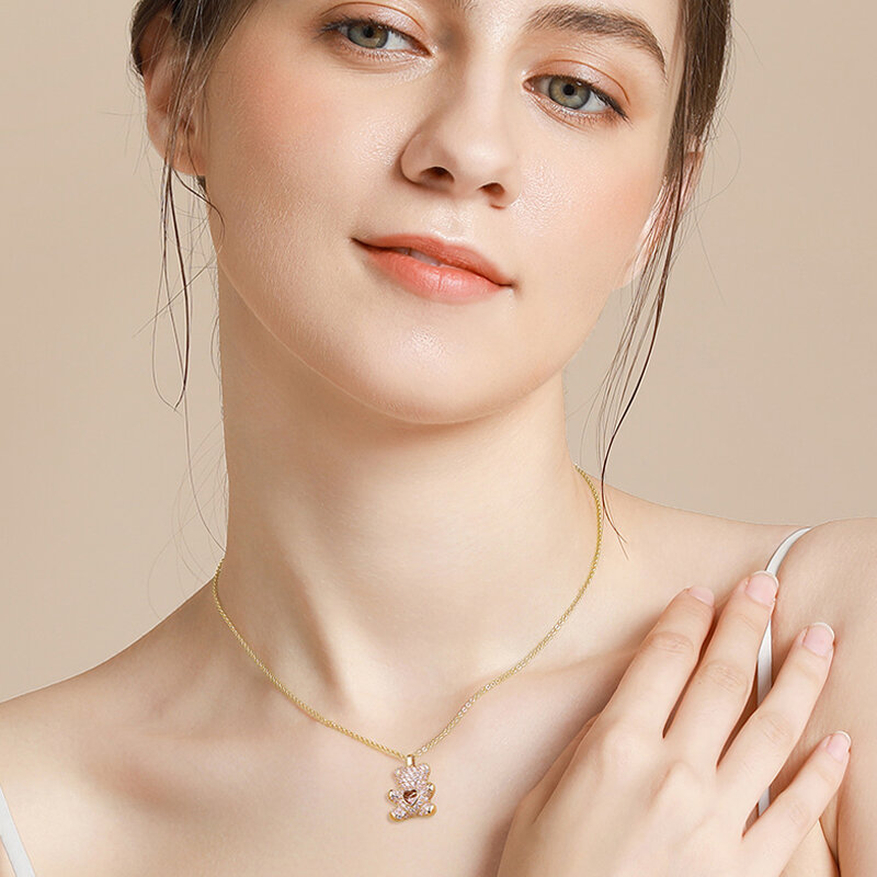 Gold Kleine Bär Halskette für Frauen Anhänger Halsband Neck Kette Edelstahl Halskette für Mädchen Geburtstag Geschenk Weiblichen Schmuck