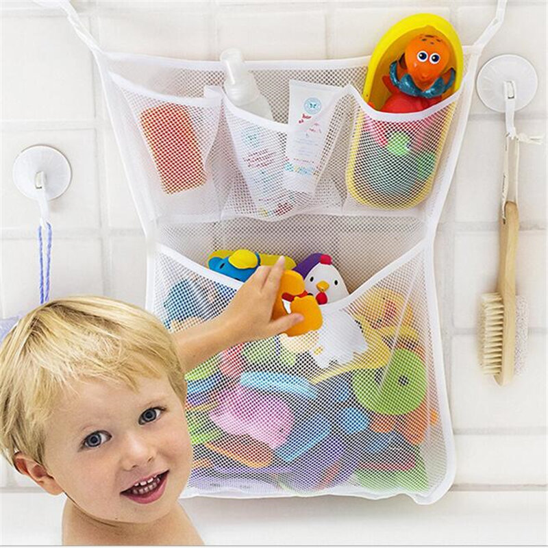 Multifunction Baby Bathroom Mesh Bag Child Bath Toy Bag Net Suction Cup Baskets Kids Bathtub Doll Organizer