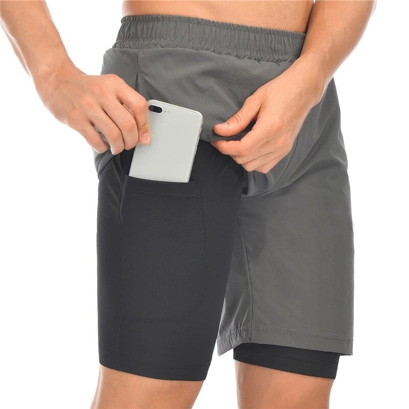 Pantaloncini da corsa da uomo Jogging palestra allenamento Fitness asciugatura rapida 2 in 1 pantaloni corti da spiaggia pantaloni estivi da allenamento per uomo