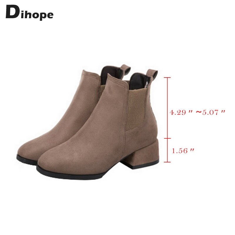Dihope – bottes à talons hauts en daim et cuir pour femme, chaussures chaudes, classiques, collection automne-hiver