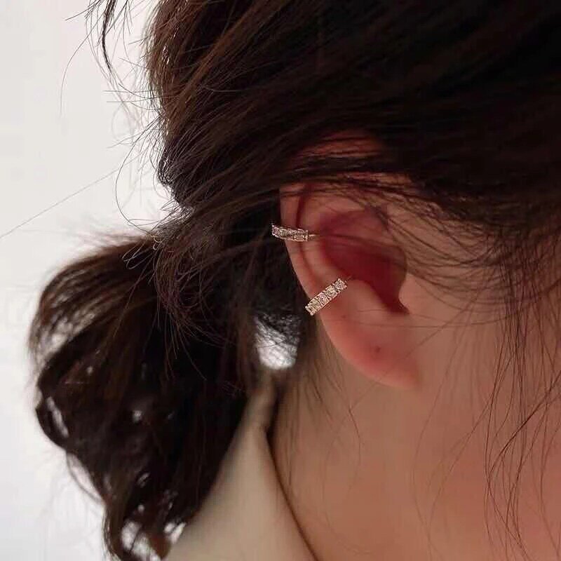 คริสตัล Ear Cuff ต่างหูผู้หญิงสี C-Shape โดยไม่ต้องเจาะ Statement ขนาดเล็กต่างหูแต่งงานเจ้าสาวคลิปหูเครื่...