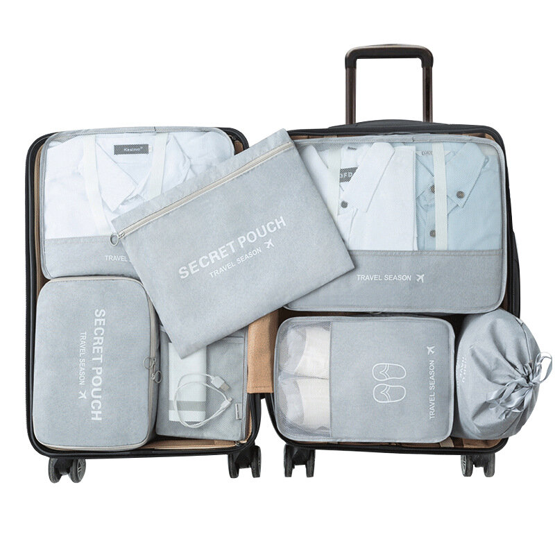 7 unids/set bolsas de almacenamiento de viaje equipaje organizador bolsa de ropa de alta calidad artículos de tocador bolsa de almacenamiento Casa de accesorios