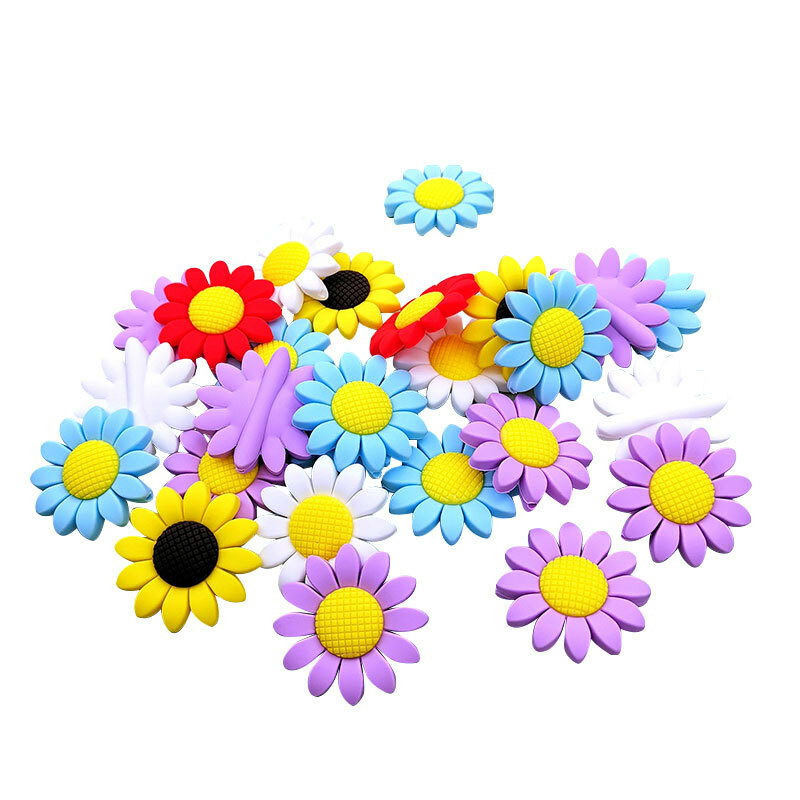 Silicone  Sunflower Beads 50pcs/lot Food Grade Soft Chew Silicone Helianth Teething Beads For DIY Pacifiers Clip Teether