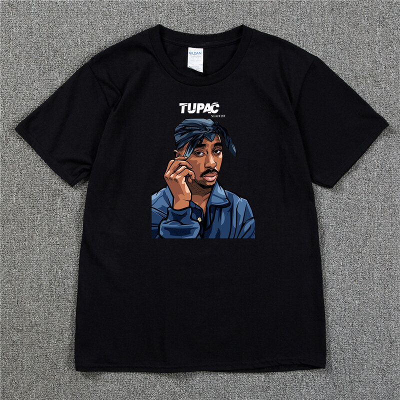 American Ripper Tupac 2pac Kaus Pria Hip Hop Kaus Lucu Mengunyah Lengan Pendek Musim Panas Kaus Swag Atasan Kaus Harajuku Uniseks