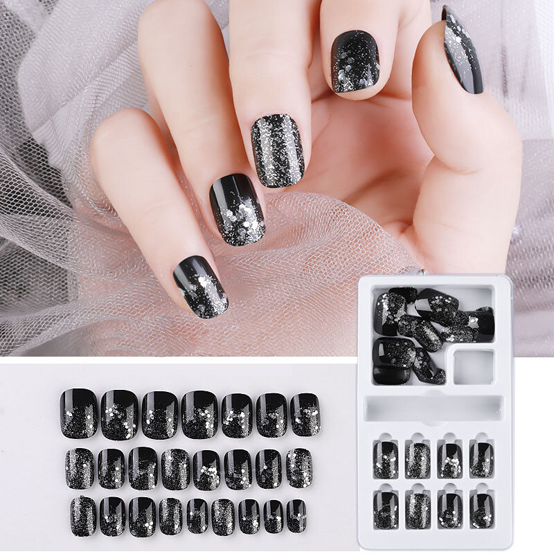 24 шт поддельные ногти пресс на ногтях с клеем кончики для ногтей ложный клей для ногтей на ногтях искусственные ногти дисплей на ногтях