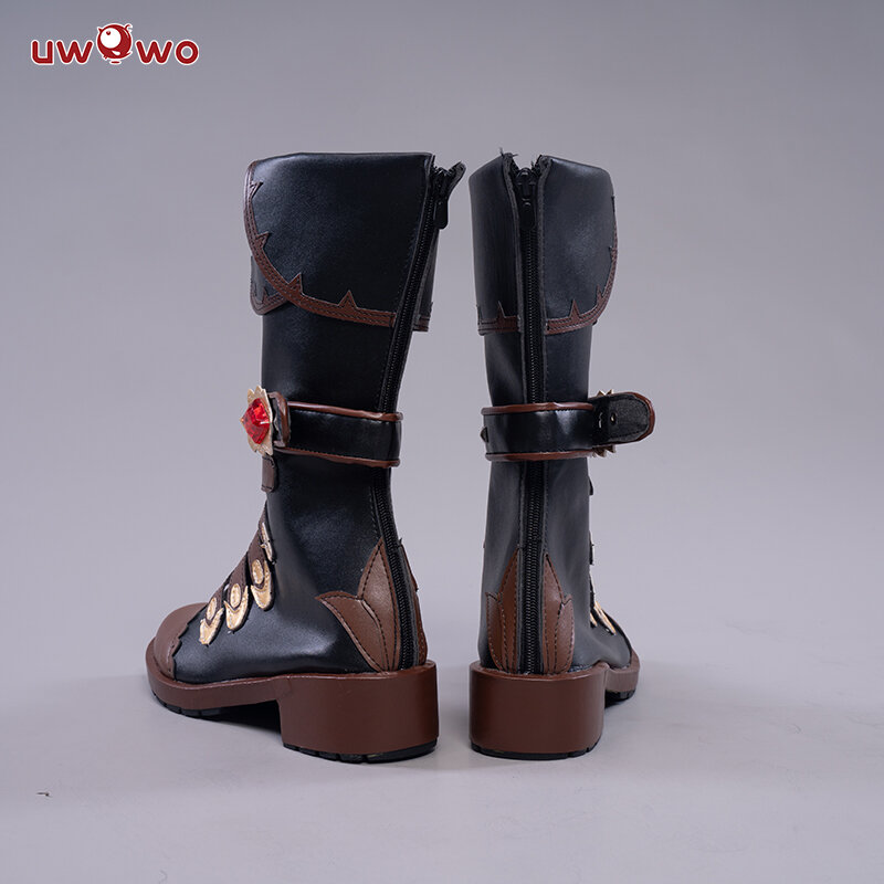 UWOWO – chaussures de Cosplay, costume de héros du jeu Genshin Impact, Diluc, le côté sombre de Dawn Darknight, bottes, PRE-SALE