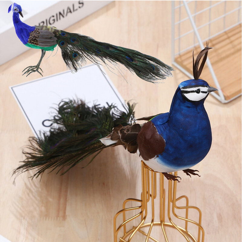 Fatto a mano artificiale pavone uccello piumato giardino realistico decorazioni per la casa ornamento regalo creativo fotografia puntelli artigianato scultura